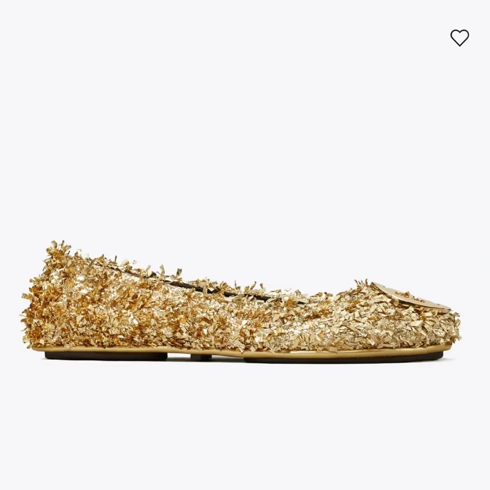 TORY BURCH MINNIE TRAVEL BALLET Color: Gold / Gold WOMEN SIZE 7.5 NEW
